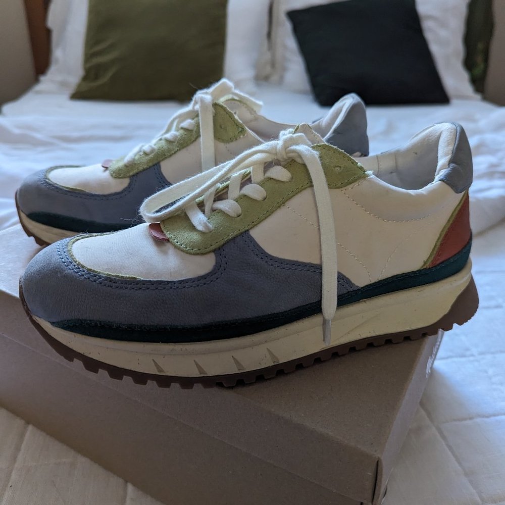 NWT Madewell Kickoff Trainer Sneakers, Colorblock Recycled Nylon & Suede - 7